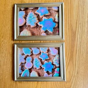 2 Holiday photo prints Framed Christmas Wall Art 5x7 Christmas Cookies